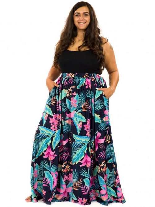 Himalife Maxi sukně s kapsami Kihei- černá Velikost: S/M