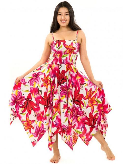 Himalife Šaty-sukně 2v1 Dawa Lilie - bílá s červenou Velikost: S/M