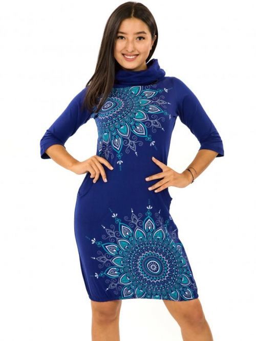 Himalife Balonové šaty s límcem Tara - královská modrá Velikost: XXL