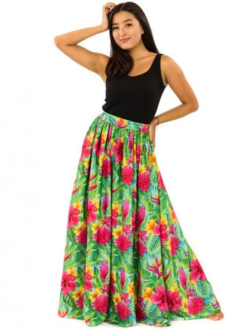 Himalife Maxi sukně s kapsami Launa - tyrkysová s barvami Velikost: S/M