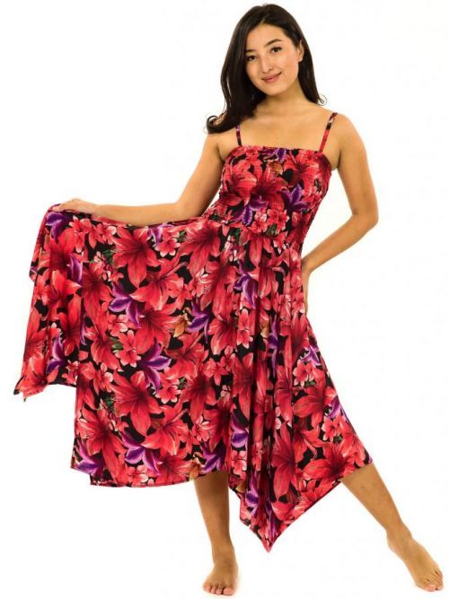 Himalife Šaty-sukně 2v1 Dawa Lilie - černá s červenou Velikost: S/M