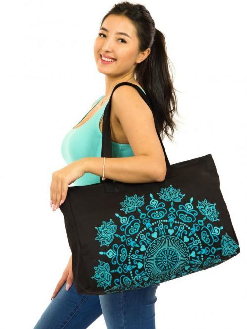 Himalife Maxi kabelka Nayla - černá s tyrkysovou