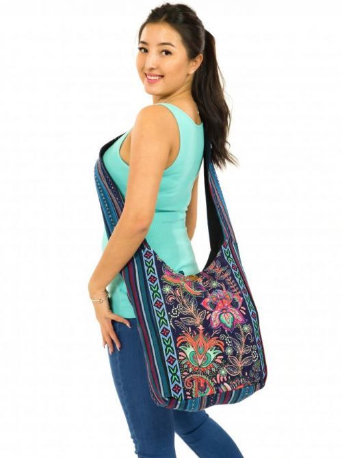 Himalife Vyšívaná crossbody kabelka Shimla - modrá