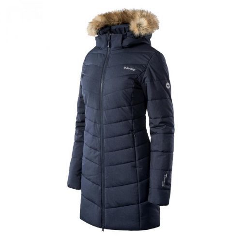 HI-TEC Lady Gala - dámský zimní kabát s kapucí a kožíškem (modrý) Barva: Modrá, Velikost: M