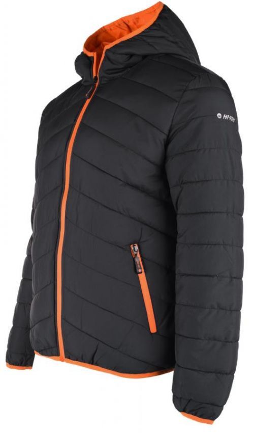 HI-TEC Blato - pánská polstrovaná bunda s kapucí (černá-oranžová) Barva: Černá-oranžová (Black/Orange Peel), Velikost: L