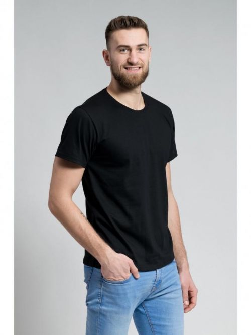 CityZen bavlněné triko pánské černé 3XL kulatý výstřih