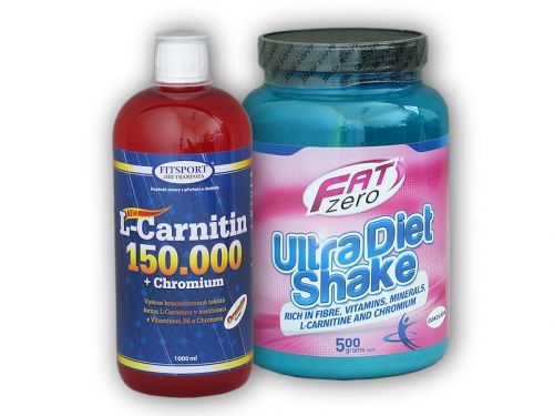 Fitsport L-Carnitin 150000+Chr.1l+Ultra Diet Shake 500 Varianta: jablko - banán