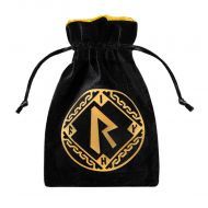 Q-Workshop Runic Black & Golden Velour Dice Bag