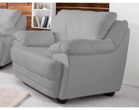 Křeslo Nebolo, světle šedá látka v optice kůže