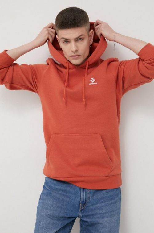 Mikina Converse pánská, oranžová barva, hladká