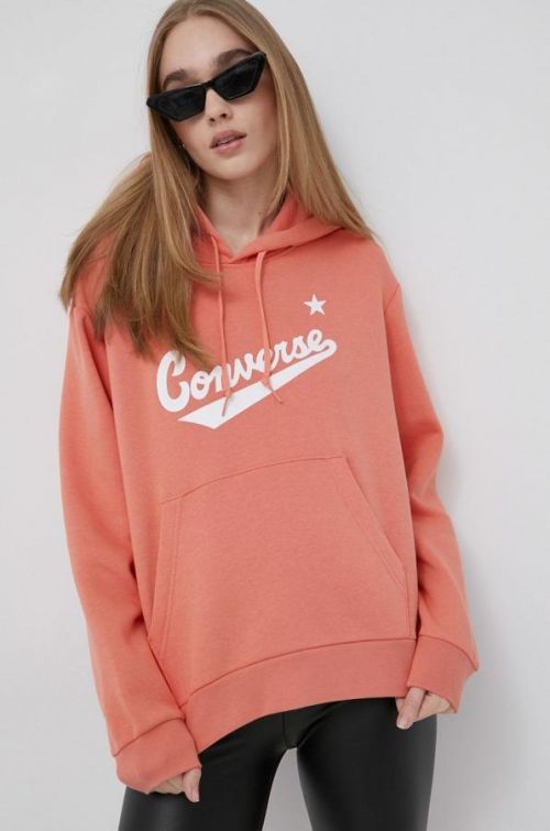 Mikina Converse dámská, oranžová barva, s potiskem