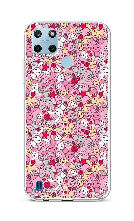 Kryt TopQ Realme C25Y silikon Pink Bunnies 70625