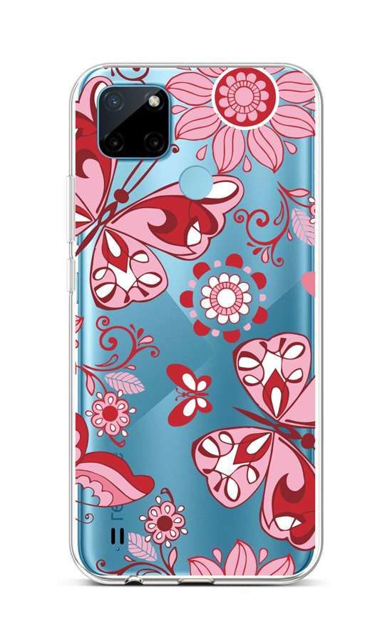 Kryt TopQ Realme C21Y silikon Pink Butterfly 69961