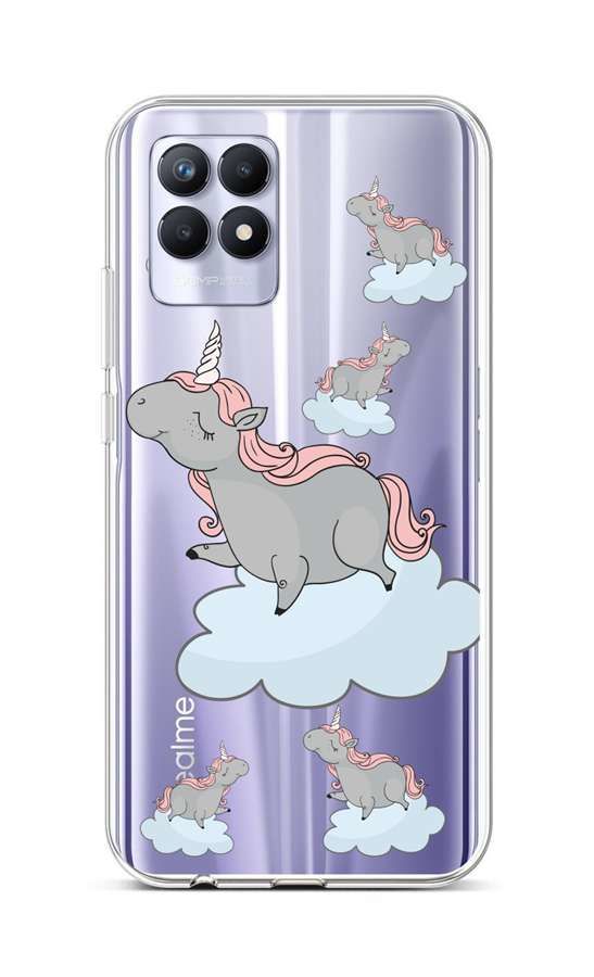 Kryt TopQ Realme 8i silikon Grey Unicorns 69843