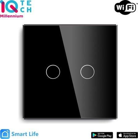 iQtech Millennium , Zigbee 2x NoN vypínač Smartlife, černý