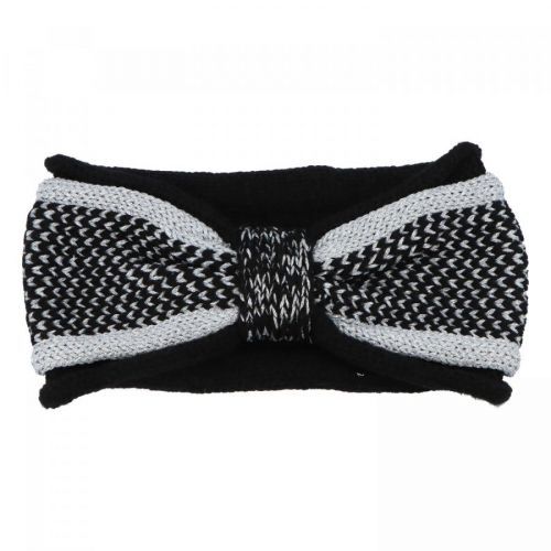 Dvojbarevná pletená dámská čelenka ve tvaru mašle Silvia, černá