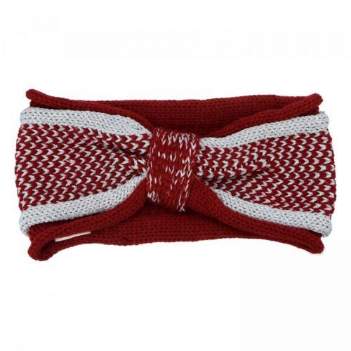 Dvojbarevná pletená dámská čelenka ve tvaru mašle Silvia, vínová