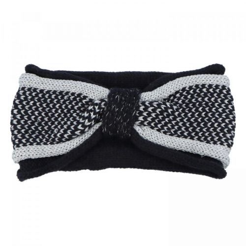 Dvojbarevná pletená dámská čelenka ve tvaru mašle Silvia, modrá