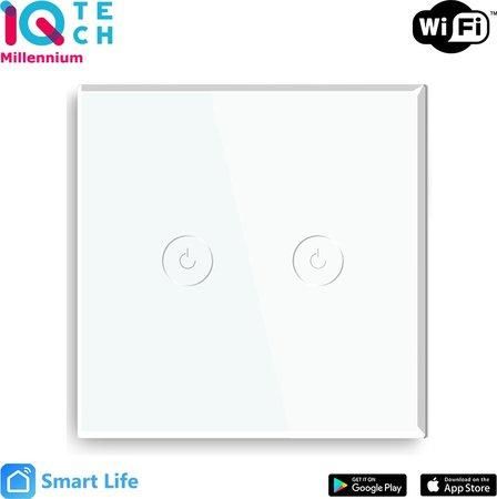 iQtech Millennium , WiFi 2x NoN vypínač Smartlife, bílý