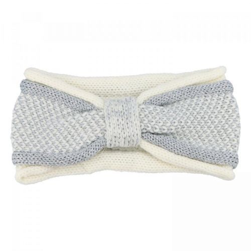 Dvojbarevná pletená dámská čelenka ve tvaru mašle Silvia, bílá