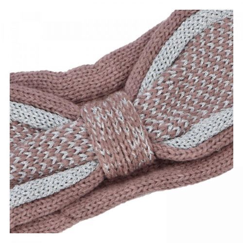 Dvojbarevná pletená dámská čelenka ve tvaru mašle Silvia, fialová