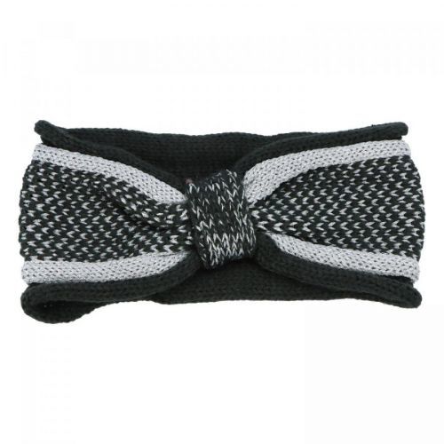 Dvojbarevná pletená dámská čelenka ve tvaru mašle Silvia, šedá