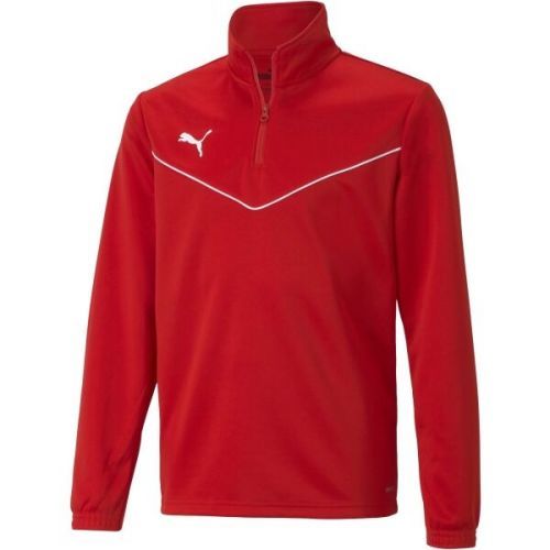 Puma TEAMRISE 1 4 ZIP TOP JR Červená 152 - Chlapecká mikina