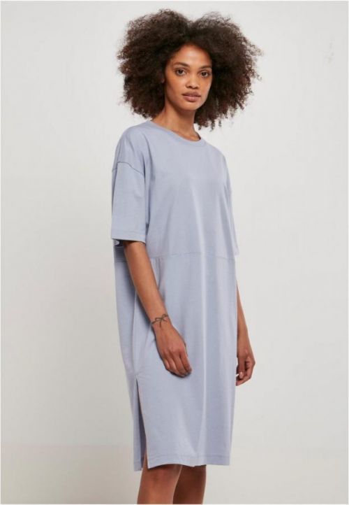 Ladies Organic Oversized Slit Tee Dress - violablue M