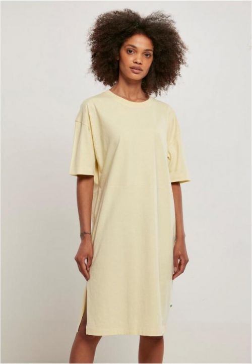 Ladies Organic Oversized Slit Tee Dress - softyellow 4XL