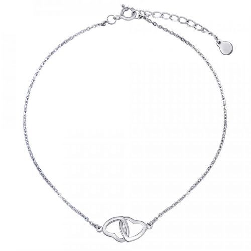 Stříbrný řetízek na nohu Hester s propletenými srdíčky 23+3 cm - ZT201131A