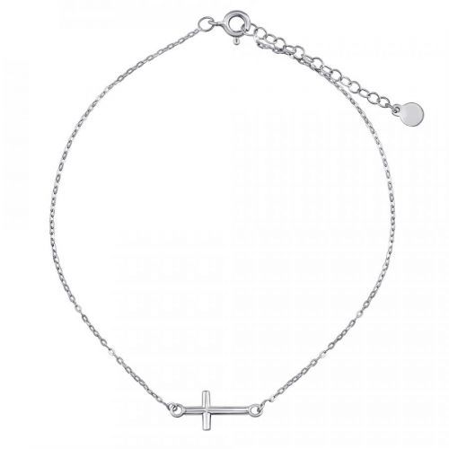 Stříbrný zdobený řetízek na nohu Bree s křížkem - ZT200770A