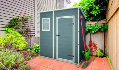 Zahradní domek M5 šedá / bílá Dekorhome