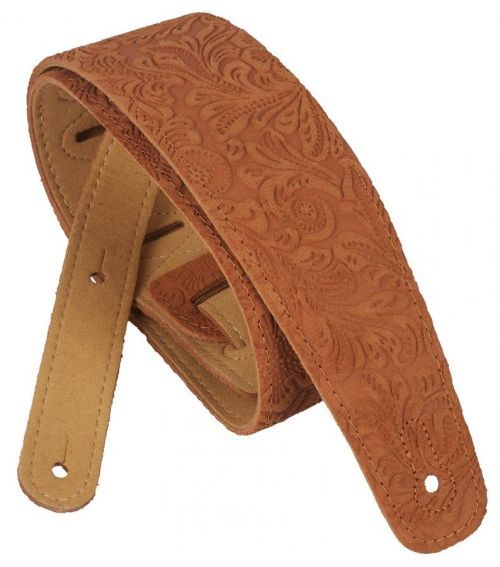 Perri's Leathers 7194 Decorated Suede Guitar Strap Floral Tan