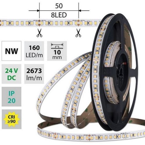 LED pásek McLED 24V neutrální bílá CRI90 š=10mm IP20 19,2W/m 160LED/m SMD2835 ML-126.887.60.2