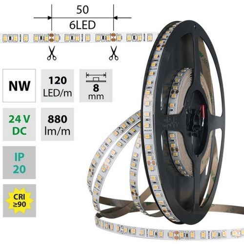 LED pásek McLED 24V neutrální bílá CRI90 š=8mm IP20 9,6W/m 120LED/m SMD2835 ML-126.839.60.2