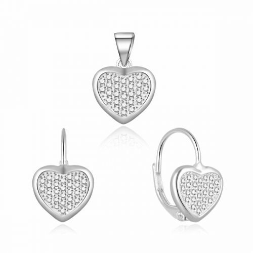 MOISS Romantická stříbrná sada šperků se srdíčky S0000258 (přívěsek, náušnice)
