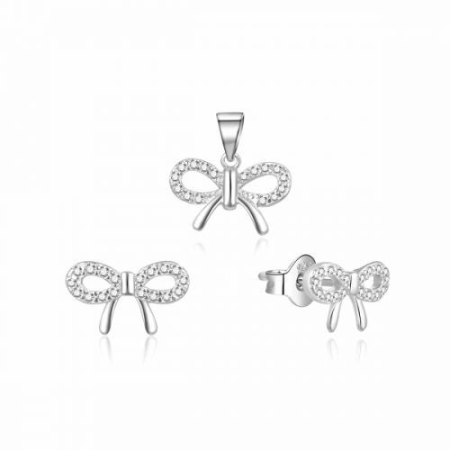 MOISS Něžná stříbrná sada šperků Mašličky S0000259 (přívěsek, náušnice)