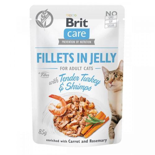 Kap.Brit Care Cat Fillets in Jelly with Tender Turkey & Shrimps 85 g