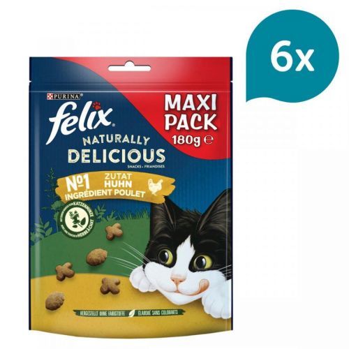 Felix Naturally Delicious pamlsky pro kočky - kuřecí se šantou kočičí (3 x 180 g)