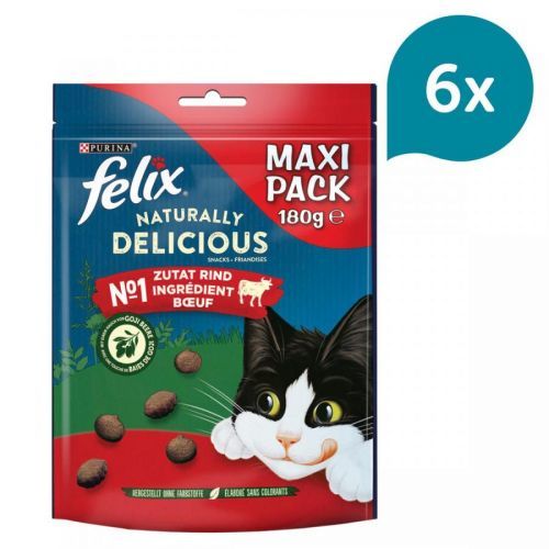 2 + 1 zdarma!  3 x Felix Naturally Delicious snacky - kuřecí se šantou kočičí (3 x 180 g)