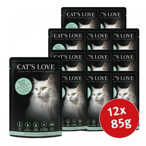 Cat's Love s čistým krůtím masem, lososovým olejem a rozrazilem rozekvítkem 12 × 85 g