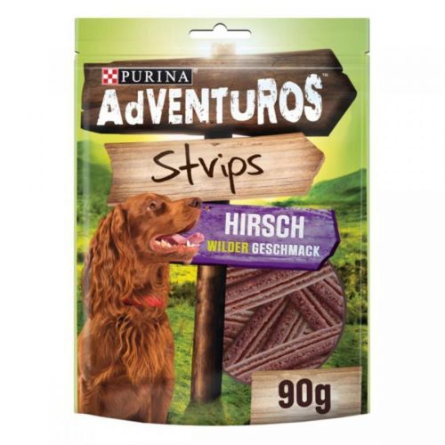Purina AdVENTuROS Strips, nízkotučné pamlsky pro psy s jelení příchutí 3 × 90 g
