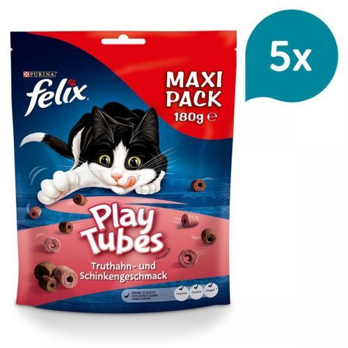 FELIX Play Tubes krůtí maso a šunka, pamlsky pro kočky 180 g