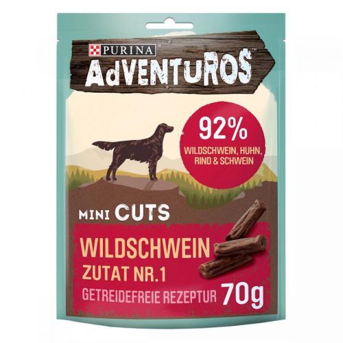 Purina AdVENTuROS Mini Cuts, pamlsek pro psy s kančím masem bez obilovin 70 g