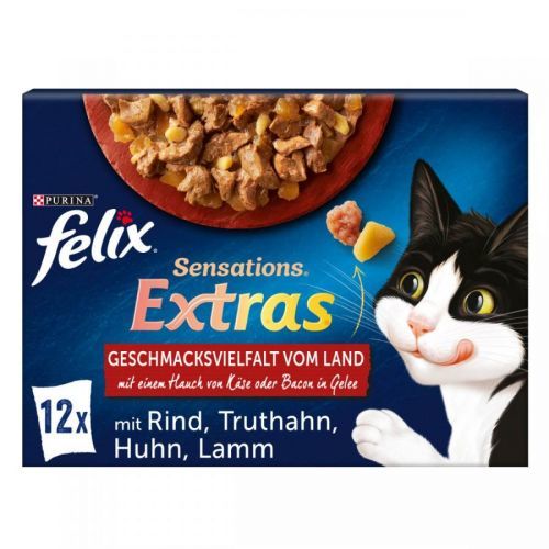 FELIX Sensations Extras v želé výběr z venkova, 12 × 85 g