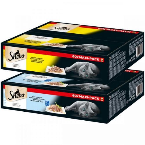 Sheba Mega-Multipack, kapsičky v omáčce nebo želé, 120 × 85 g