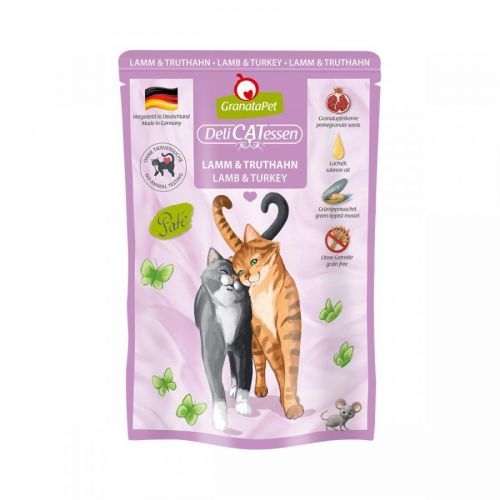 GranataPet pro kočky – Delicatessen Pouch jehněčí maso a krocan 6 × 85 g