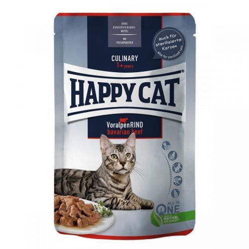 Happy Cat Tray Culinary Meat in Sauce hovězí z předhůří Alp 12 × 85 g