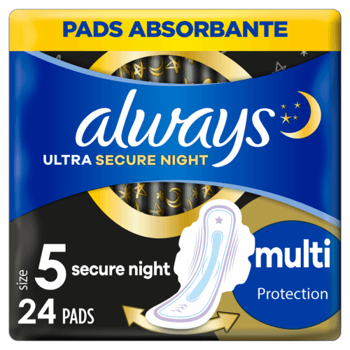 ALWAYS Ultra Secure Night Hygienické vložky s křidélky 24 ks