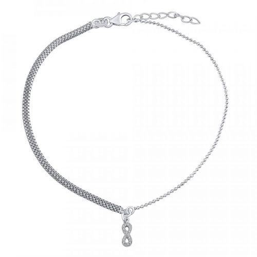 Stříbrný řetízek na nohu Ellie s infinity a Brilliance Zirconia 23+2,5 cm - ZT86751A